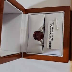 Oval Malaya Garnet and Diamond Ring